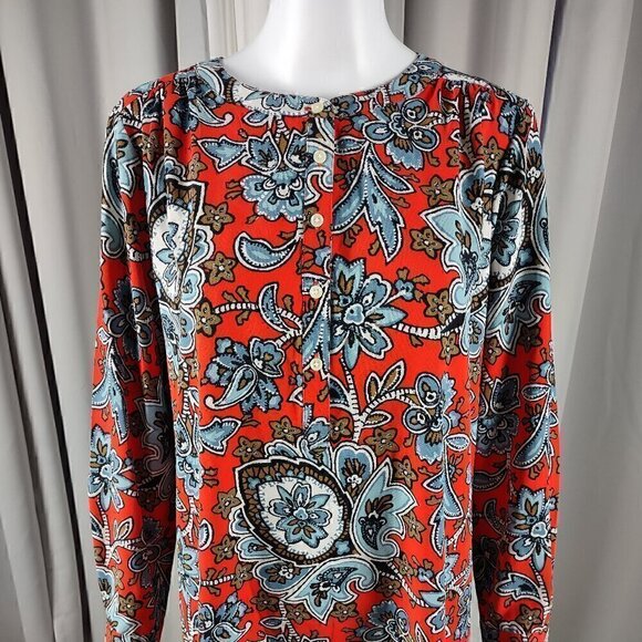 Ann Taylor Loft Women's Multi Color Half Button Front Shift Dress Shirt Size M - Picture 2 of 12